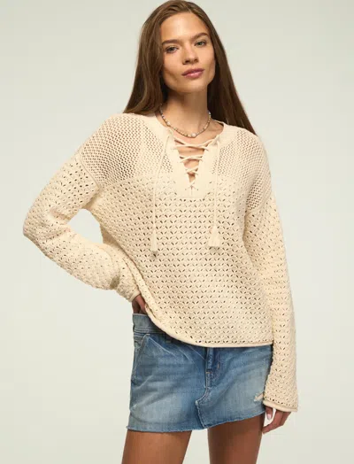 Lucky Brand Women's Lace Up Pullover Sweater In Neutral