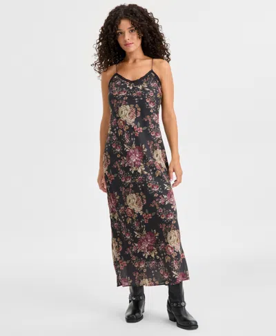 Lucky Brand Women's Lace-up Slip Midi Dress In Multi