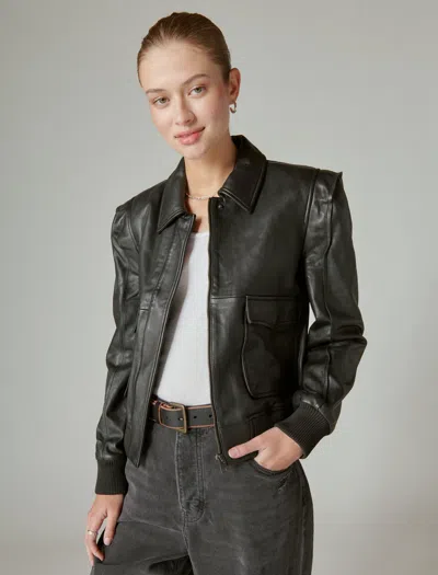 Lucky Brand Women's Leather Flight Jacket In Black
