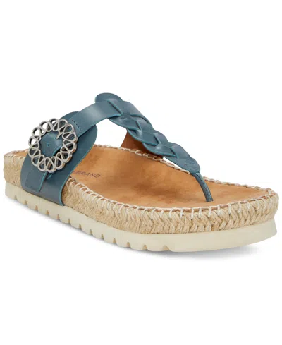 Lucky Brand Women's Libba T-strap Espadrille Flat Sandals In Natural Blue Leather