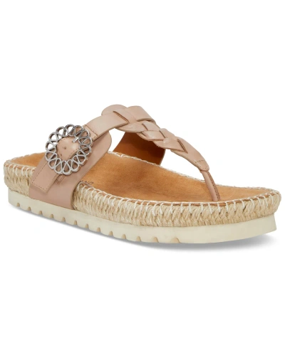 Lucky Brand Women's Libba T-strap Espadrille Flat Sandals In New Cappucino Leather