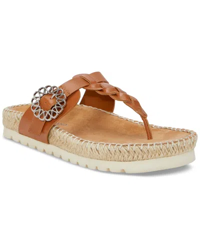 Lucky Brand Women's Libba T-strap Espadrille Flat Sandals In Tan Leather