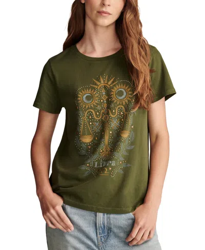 Lucky Brand Women's Libra Scales Studded Classic T-shirt In Rifle Green