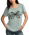 Lucky Brand Women's Linear Butterfly Classic Crew Neck T-shirt In Green