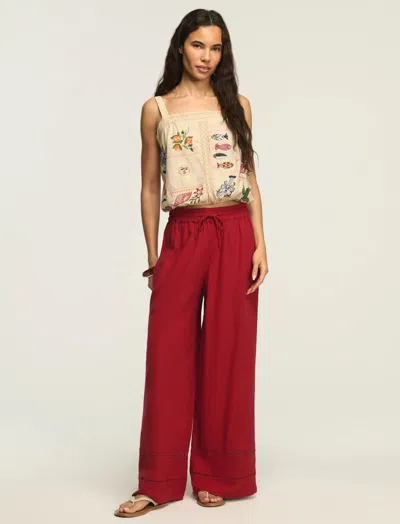 Lucky Brand Women's Linen Lace Trimmed Pant In Neutral