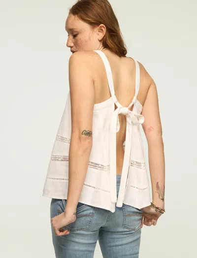 Lucky Brand Women's Linen Lace Trimmed Tank In White