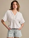 Lucky Brand Dolman Sleeve Linen Blend Top In White