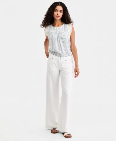 Lucky Brand Women's Liquid Luxe Super Low-rise Ultra Wide-leg Jeans In White