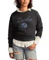Lucky Brand Women's Logo Print Crewneck Sweatshirt In Dark Shadow
