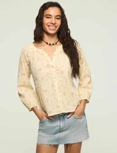 Lucky Brand Women's Long Sleeve Button Blouse In Yellow