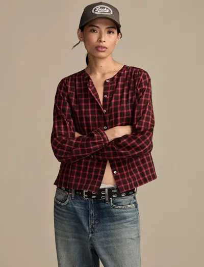 Lucky Brand Women's Long Sleeve Check Blouse In Pink