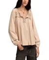 Lucky Brand Embroidered Cotton Peasant Top In Pink