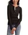 Lucky Brand Ribbed Henley In Black
