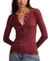 Lucky Brand Ribbed Henley In Red