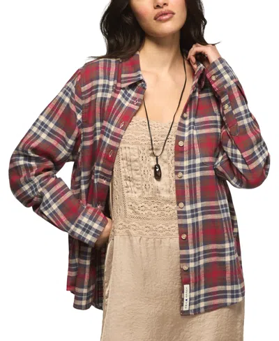 Lucky Brand Women's Long-sleeve Plaid Button Down Shirt In Nightshadow Multi Plaid
