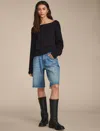 Lucky Brand Loose Raw Hem Denim Bermuda Shorts In Blue