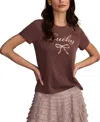 Lucky Brand Women's Lucky Bow Seed Beads Crewneck T-shirt In Brown