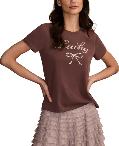 Lucky Brand Women's Lucky Bow Seed Beads Crewneck T-shirt In Brown