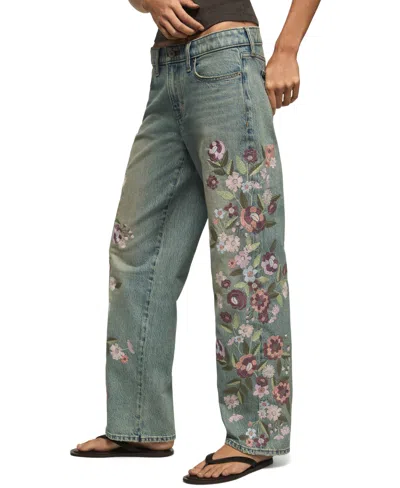 Lucky Brand Women's Lucky Legend Embroidered Baggy Jeans In Green