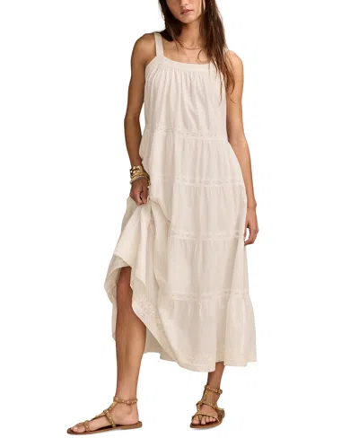 Lucky Brand Women's Market Day Cotton Tiered Maxi Dress
