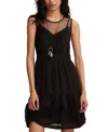 Lucky Brand Illusion Lace Detail Minidress In Black