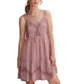 Lucky Brand Illusion Lace Detail Minidress In Pink