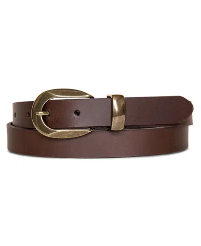 Lucky Brand Women's Metal Loop Leather Pant Belt In Brown