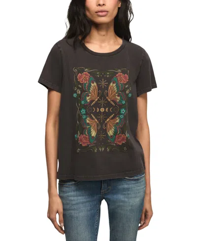 Lucky Brand Women's Mirror Butterfly Classic Crewneck T-shirt In Black