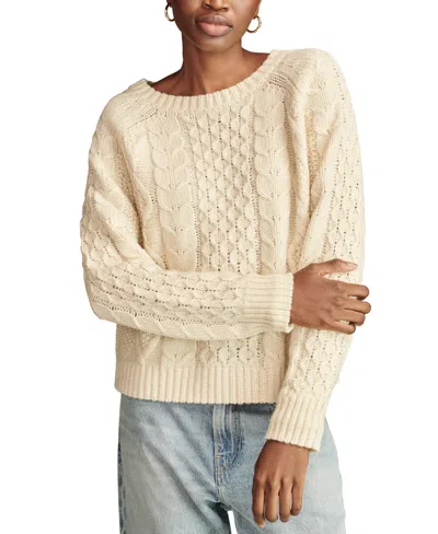 Lucky Brand Women's Mixed Cable Crewneck Sweater In Tofu