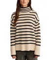 Lucky Brand Women's Mock Neck Long-sleeve Tunic Sweater In Whitecap Grey Stripe