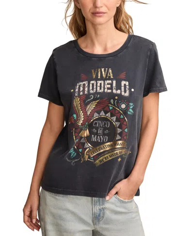 Lucky Brand Women's Modelo Cinco De Mayo Graphic Classic Cotton Crewneck T-shirt In Blue Nights