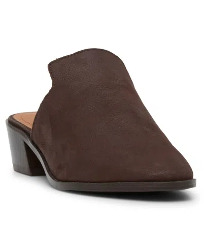 Lucky Brand Women's Myrila Low Heeled Mules In Chocolate Nubuck