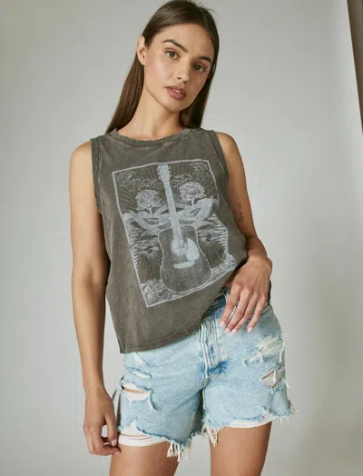 Lucky Brand Women's Nashville Guitar Muscle Tank In Gray