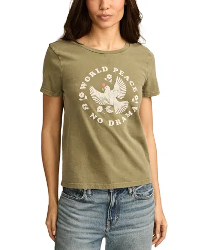 Lucky Brand Women's No Drama Classic Crewneck Cotton T-shirt In Olivine