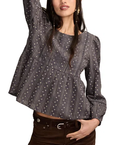 Lucky Brand Women's Novelty Stripe Long Sleeve Top In Black