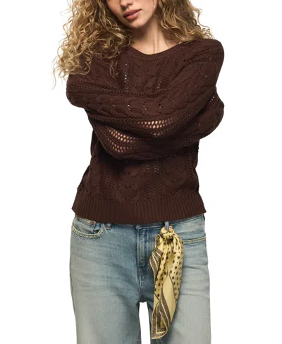 Lucky Brand Women's Open Cable Crewneck Sweater In Brown