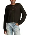 Lucky Brand Romantic Mixed Stitch Sweater In Dark Black