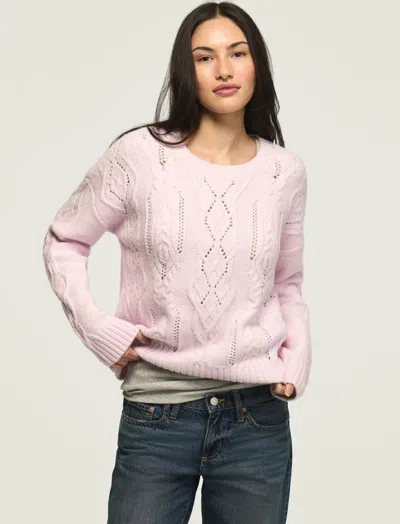 Lucky Brand Women's Open Stitch Cable Sweater In Pink