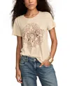 Lucky Brand Ornate Sun Frame Metallic Graphic T-shirt In Gray