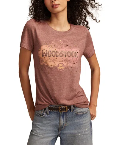 Lucky Brand Women's Ornate Woodstock Classic Crewneck T-shirt In Brown