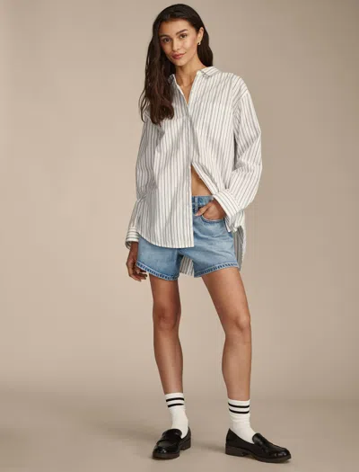 Lucky Brand Women's Oversized Button Back Top In White