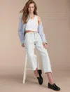Lucky Brand Stripe High Waist Wide Leg Jeans In Blue