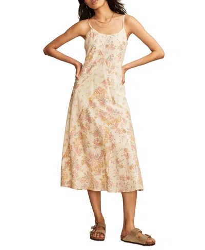Lucky Brand Women's Patchwork Print Midi Slip Dress In Yellow Floral Print Mix