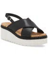 Lucky Brand Pebina Platform Wedge Sandal In Black Leather