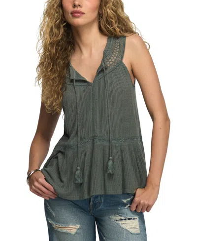 Lucky Brand Women's Peplum Lace Trimmed Sleeveless Tank In Green