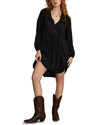Lucky Brand Women's Peter Pan Collar Mini Dress In Black