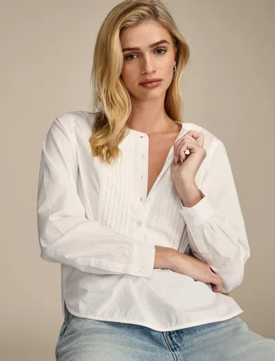 Lucky Brand Women's Pintuck Bib Blouse In White