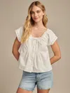 Lucky Brand Eyelet Trim Pintuck Button-up Top In White