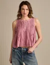 Lucky Brand Women's Pintuck Henley Tank In Pink