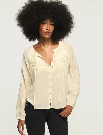 Lucky Brand Women's Pintuck Peasant Blouse In Neutral